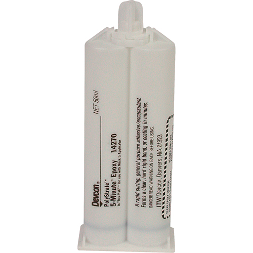 Adh&eacute;sif 5 minutes, 50 ml, Cartouche double, Deux composants, Transparent Toolneeds Inc.