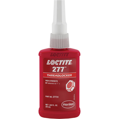 Threadlocker 277 Large Threads, Red, High, 50 ml, Bottle Toolneeds Inc.