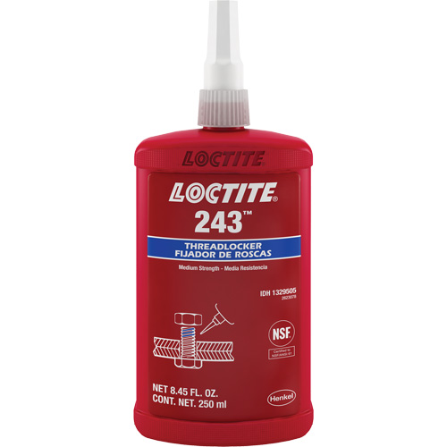 Compos&eacute; de blocage 243 tol&eacute;rant &agrave; l'huile, Bleu, Moyen, 250 ml, Bouteille Toolneeds Inc.