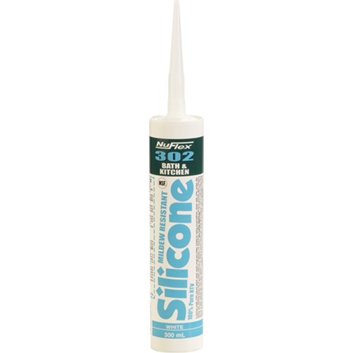 NuFlex&reg; 302 Bath And Kitchen Silicone Sealant, 300 ml, Cartridge, Clear Toolneeds Inc.