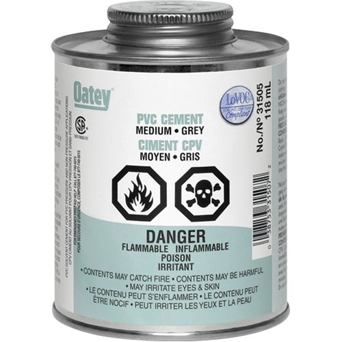 PVC Cement, 0.250 lbs, Brush-Top Can, Grey Toolneeds Inc.