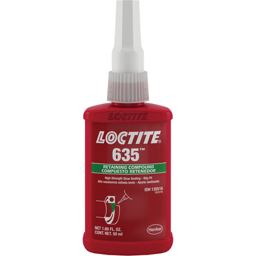 Loctite&reg; 635 Retaining Compound, 50 ml, Bottle, Green Toolneeds Inc.