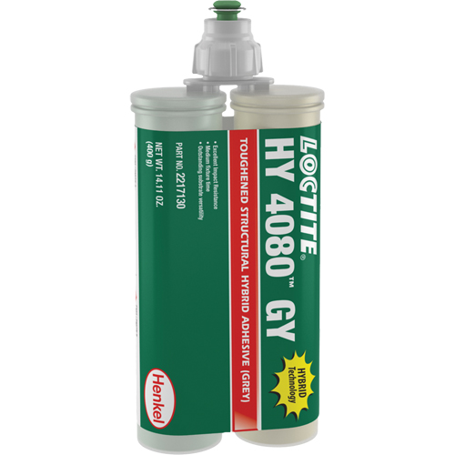 Adh&eacute;sif hybride pour r&eacute;parations structurales HY 4080 GY, Deux composants, Cartouche double, 400 g, Gris Toolneeds Inc.