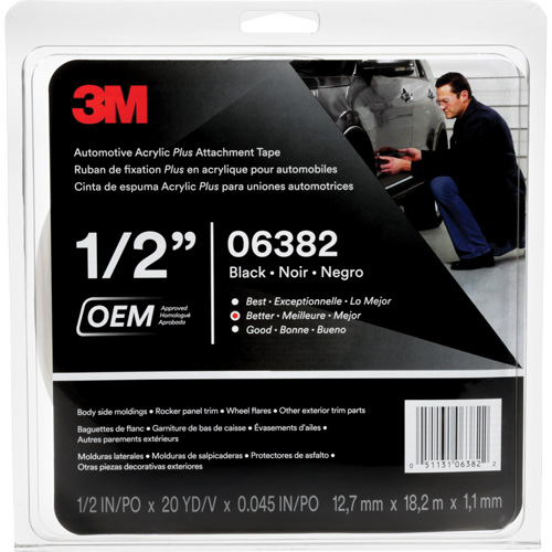 Ruban en acrylique de 3M pour l'automobile, 18 m (60') lo x 12,7 mm (1/2") la, 45 mils, Acrylique Toolneeds Inc.