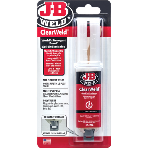 ClearWeld Adhesive, 25 ml, Syringe, Two-Part, Clear Toolneeds Inc.