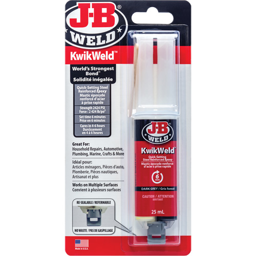 KwikWeld Adhesive, 25 ml, Syringe, Two-Part, Grey Toolneeds Inc.