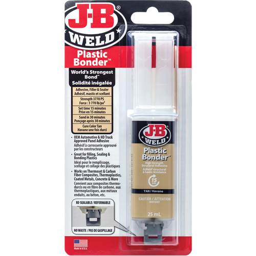 Plastic Bonder Adhesive, 25 ml, Syringe, Two-Part, Tan Toolneeds Inc.