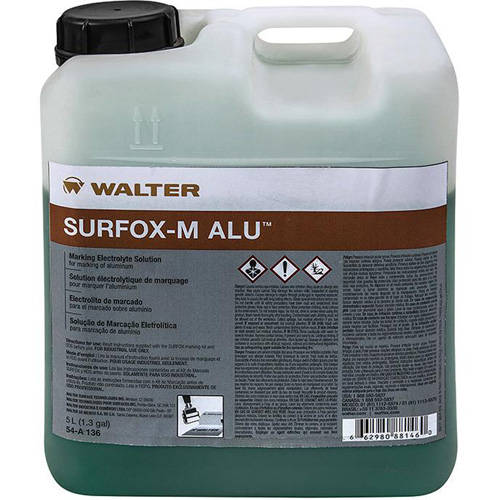 Solution &eacute;lectrolytique de marquage sur l'aluminium Surfox-M Toolneeds Inc.