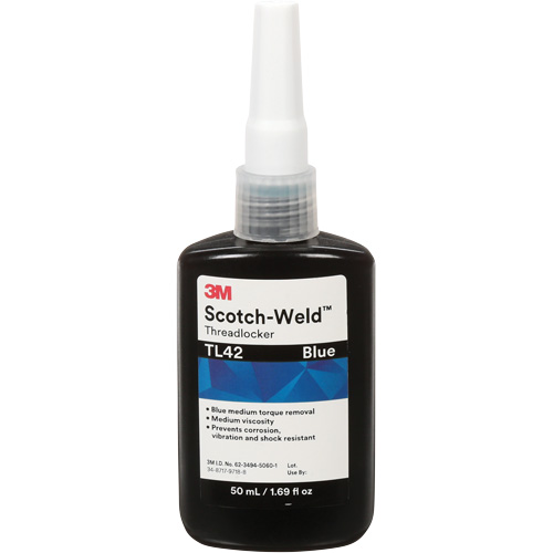 Adh&eacute;sif frein-filet TL42 Scotch-Weld, Bleu, Moyen, 50 ml, Bouteille Toolneeds Inc.