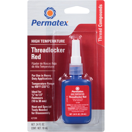 High Temperature Threadlocker, Red, High, 10 ml, Bottle Toolneeds Inc.