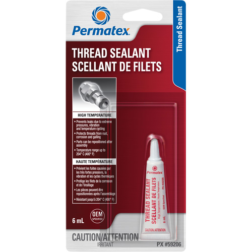 High Temperature Thread Sealant, Tube, 6 ml, -54° C - 204° C/-65° F - 400° F Toolneeds Inc.