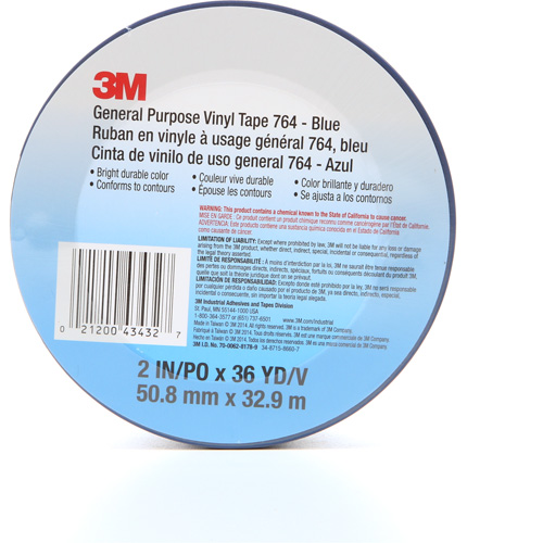 Ruban en vinyle pour travaux g&eacute;n&eacute;raux 764, 50,8 mm (2") la x 32,9 m (108') lo, 5 mils, Bleu Toolneeds Inc.