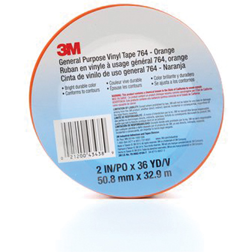 764 General-Purpose Vinyl Tape, 50.8 mm (2") W x 32.9 m (108') L, 5 mils, Orange Toolneeds Inc.