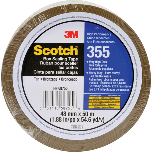 Scotch&reg; Box Sealing Tape 355, Hot Melt Adhesive, 3.15 mils, 48 mm (2") x 50 m (164') Toolneeds Inc.