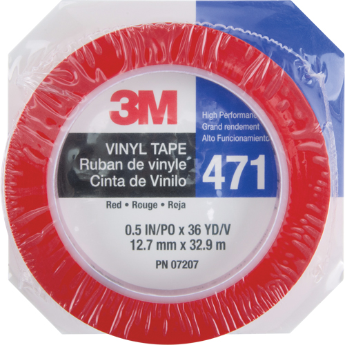 471 Vinyl Tape, 12 mm (1/2") W x 32.9 m (108') L, 5.3 mils, Red Toolneeds Inc.