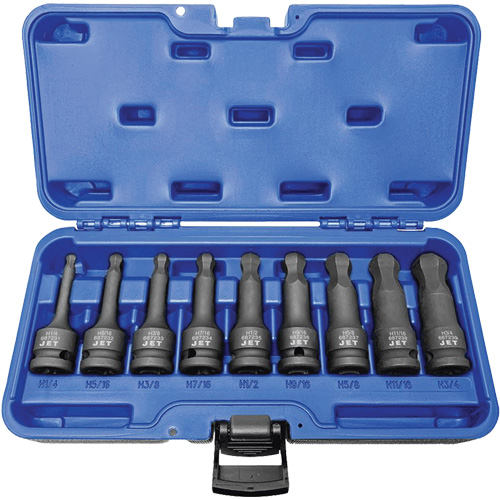 BNH-912 1/2" Drive SAE Ball Nose Hex Impact Socket Set, Hex, 1/2" Drive, 9 Pcs Toolneeds Inc.
