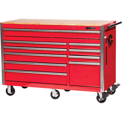 PRC5610 Armoire &agrave; rouleaux s&eacute;rie Pro, 10 tiroirs, 55-9/10" la x 24-1/10" p x 39-7/10" h, Rouge Toolneeds Inc.