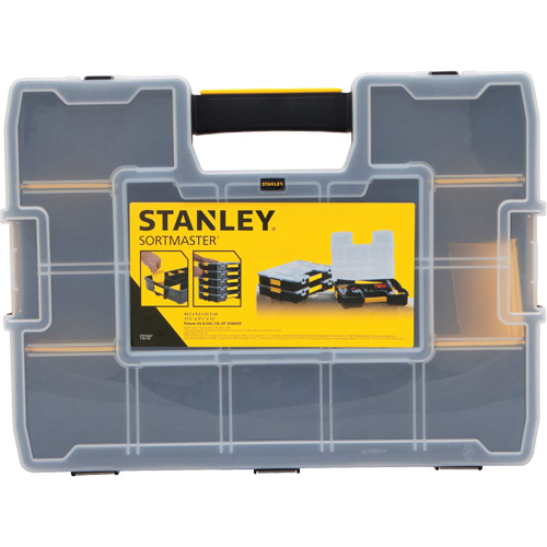 SortMaster&reg; Stackable Small Parts Organizer, 17-3/8" W x 13" D x 3-1/2" H, Black Toolneeds Inc.