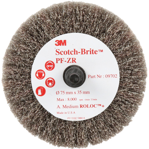 Disque de tronçonnage et de polissage Scotch-Brite Roloc, Oxyde d'aluminium, Grain Moyen, 3" x 1-3/8" x 1/4" Toolneeds Inc.