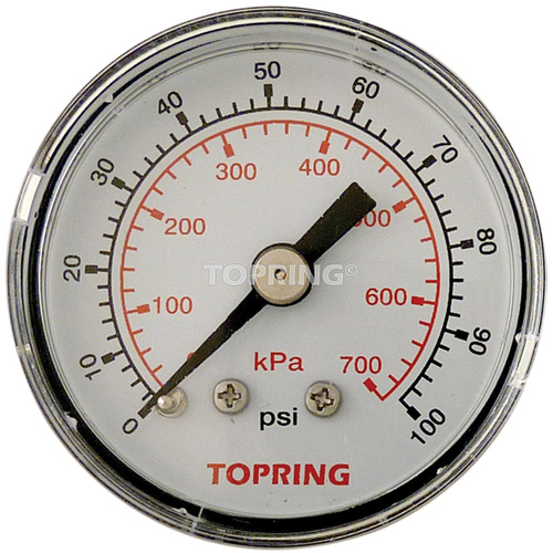 Pressure Gauge, 1-1/2" , 0 - 100 psi, Back Mount, Analogue Toolneeds Inc.