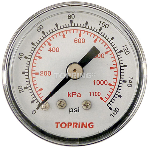 Pressure Gauge, 1-1/2" , 0 - 160 psi, Back Mount, Analogue Toolneeds Inc.