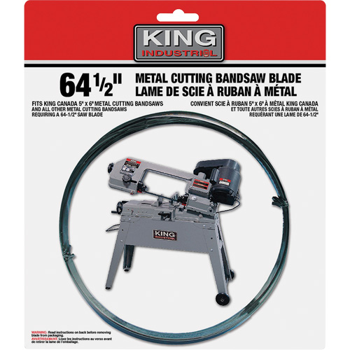 Bandsaw Metal Blade, Carbon Steel, 64-1/2" L x 1/2" W x 0.025" Thick, 24 TPI Toolneeds Inc.