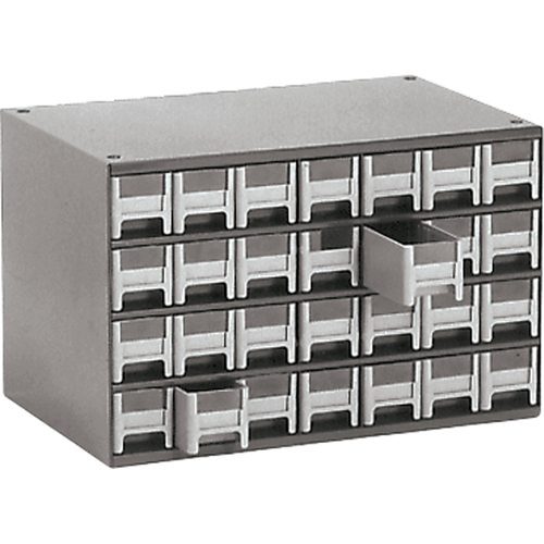 Casiers modulaires pour pi&egrave;ces, Acier, 28 tiroirs, 17" x 10-9/16" x 2-2/16", Gris Toolneeds Inc.