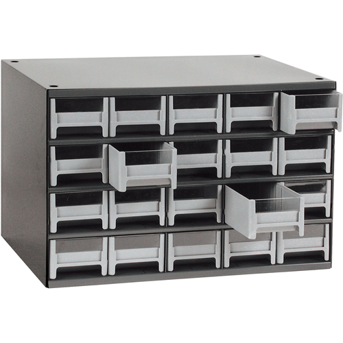 Casiers modulaires pour pi&egrave;ces, Acier, 20 tiroirs, 17" x 10-9/16" x 2-1/16", Gris Toolneeds Inc.