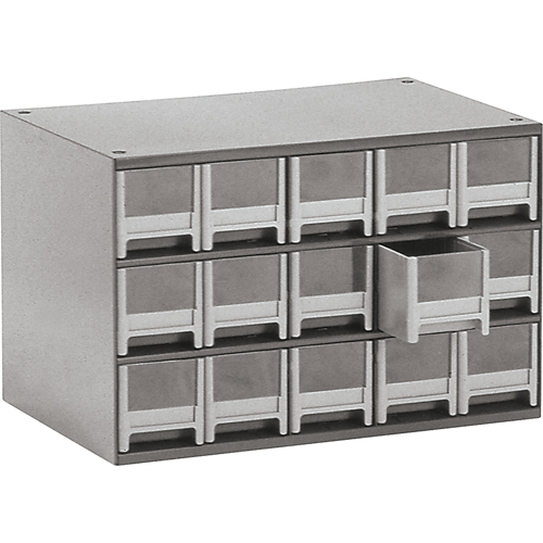 Modular Parts Cabinets, Steel, 15 Drawers, 17" x 10-9/16" x 3-1/16", Grey Toolneeds Inc.