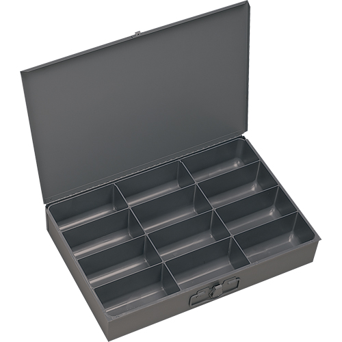 Compartment Scoop Boxes, Steel, 12 Slots, 18" W x 12" D x 3" H, Grey Toolneeds Inc.