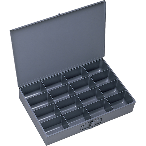 Compartment Scoop Boxes, Steel, 16 Slots, 18" W x 12" D x 3" H, Grey Toolneeds Inc.