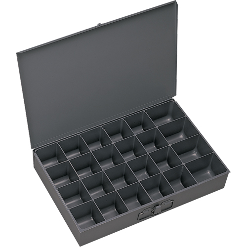 Compartment Scoop Boxes, Steel, 24 Slots, 13-3/8" W x 9-1/4" D x 2" H, Grey Toolneeds Inc.
