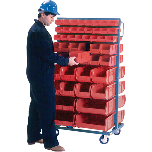 Support mobile deux c&ocirc;t&eacute;s pour bacs, &agrave; deux c&ocirc;t&eacute;s, 96 bacs, 36" la x 24" p x 63" h Toolneeds Inc.