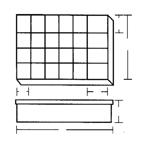 Boîte &agrave; compartiments, Plastique, 24 compartiments, 18-1/2" la x 13" p, 3" h, Gris Toolneeds Inc.