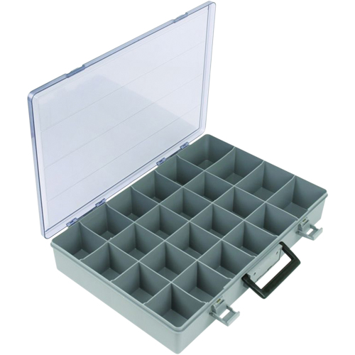 Compartment Case, Plastic, 24 Slots, 15-1/2" W x 11-3/4" D x 2-1/2" H, Grey Toolneeds Inc.