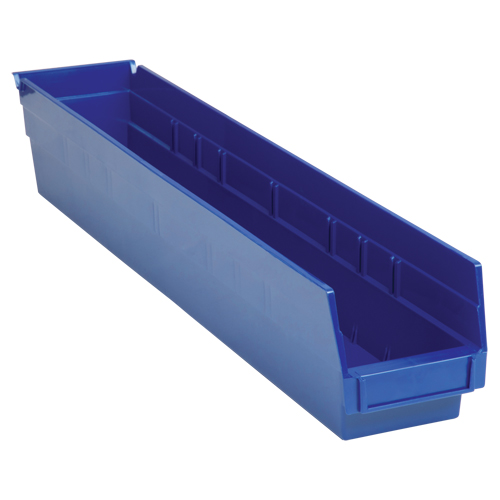 Shelf Bins, 4-1/8" W x 4" H x 23-5/8" D, Blue, 50 lbs. Capacity Toolneeds Inc.
