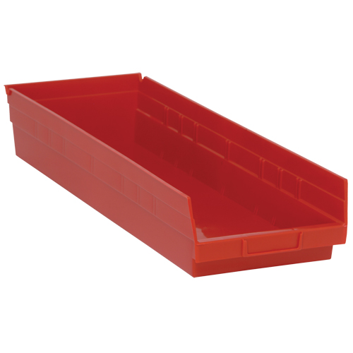 Bacs de rangement pour tablettes, 8-3/8" la x 4" H x 23-5/8" p, Rouge, Capacit&eacute; 50 lb Toolneeds Inc.
