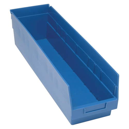 Store More Plastic Shelf Bins, 6-5/8" W x 6" H x 23-5/8" D, Blue, 90 lbs. Capacity Toolneeds Inc.