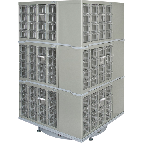 Heavy-Duty Industrial Carousel Drawer Cabinet, Steel, 192 Drawers, 27" W x 27" D x 48" H, Grey Toolneeds Inc.