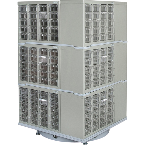 Heavy-Duty Industrial Carousel Drawer Cabinet, Steel, 240 Drawers, 27" W x 27" D x 48" H, Grey Toolneeds Inc.