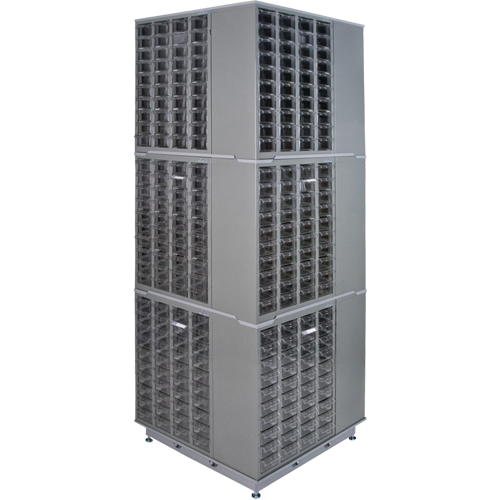 Heavy-Duty Industrial Carousel Drawer Cabinet, Steel, 480 Drawers, 27" W x 27" D x 80" H, Grey Toolneeds Inc.
