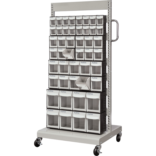 Mobile Tilt Bin Rack, Single-sided, 46 bins, 26-1/4" W x 22" D x 57-1/2" H Toolneeds Inc.