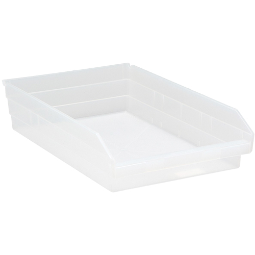 Shelf Bins, 11-1/8" W x 4" H x 17-7/8" D, Clear, 40 lbs. Capacity Toolneeds Inc.