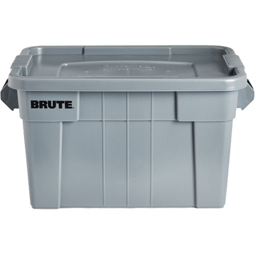 Brute Storage Tote with Lid, 27.88” D x 17.38” W x 15.13” H, 160 lbs. Capacity, Grey Toolneeds Inc.
