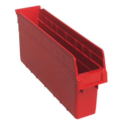 Store-Max Shelf Bins, 4-3/8" W x 8" H x 17-7/8" D, Red, 56 lbs. Capacity Toolneeds Inc.