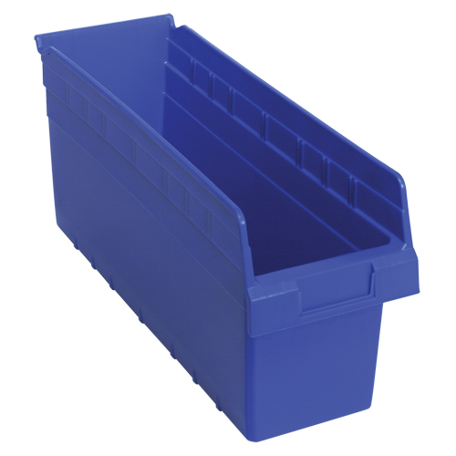Store-Max Shelf Bins, 6-5/8" W x 8" H x 17-7/8" D, Blue, 56 lbs. Capacity Toolneeds Inc.
