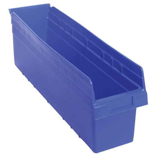 Store-Max Shelf Bins, 6-5/8" W x 8" H x 23-5/8" D, Blue, 68 lbs. Capacity Toolneeds Inc.