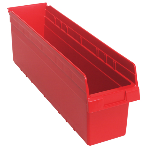 Store-Max Shelf Bins, 6-5/8" W x 8" H x 23-5/8" D, Red, 68 lbs. Capacity Toolneeds Inc.