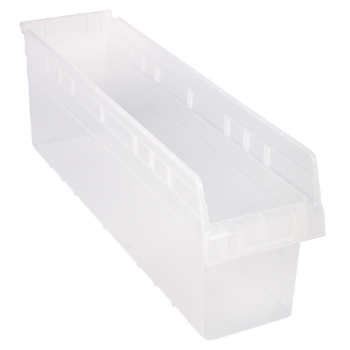 Store-Max Shelf Bins, 6-5/8" W x 8" H x 23-5/8" D, Clear, 68 lbs. Capacity Toolneeds Inc.