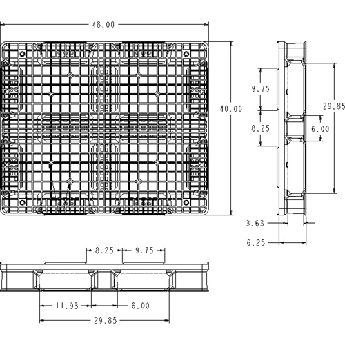 Palette en plastique RackoCell, Acc&egrave;s de Quatre c&ocirc;t&eacute;s, 48" lo x 40" la x 6-1/3" h Toolneeds Inc.